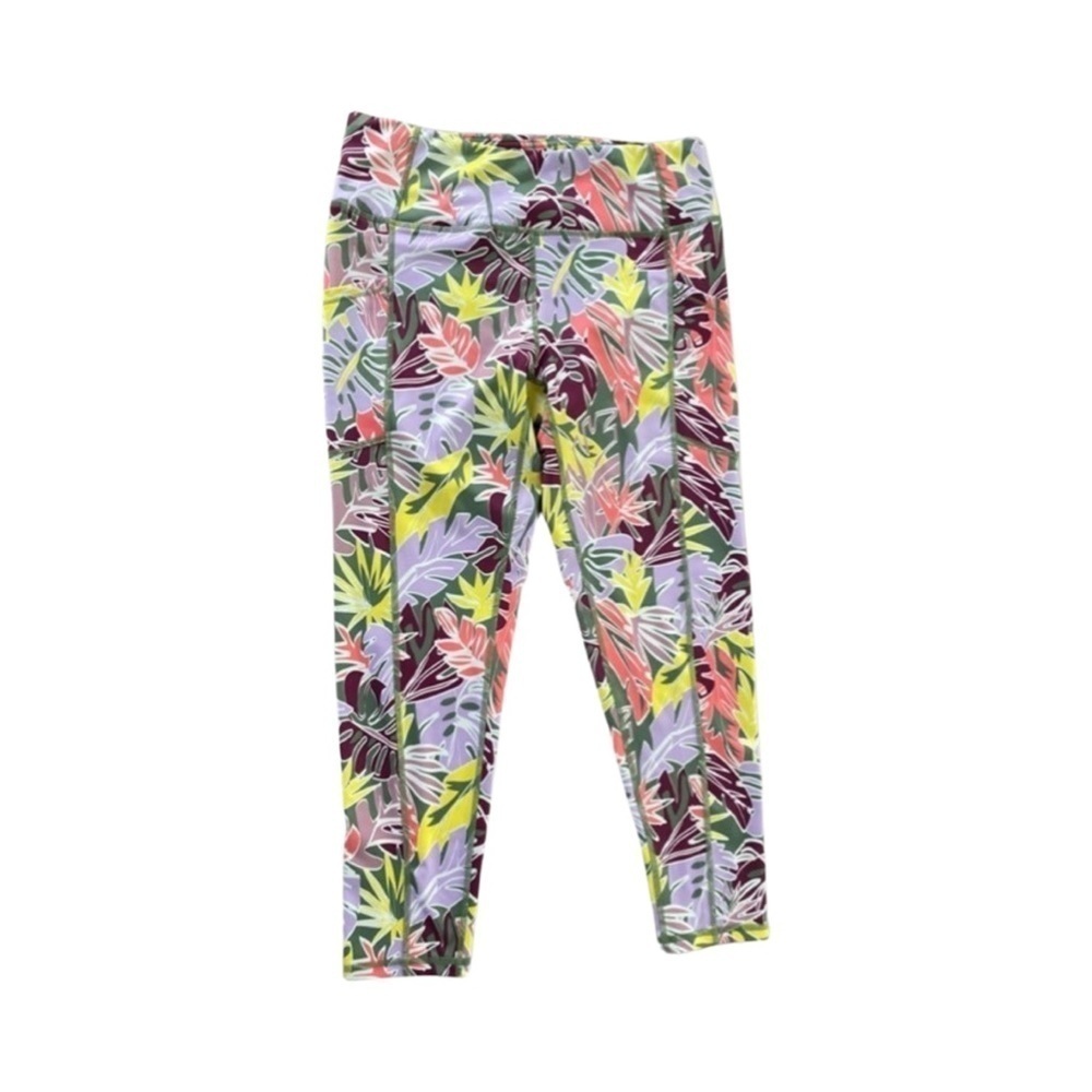 Pro Player Tropical Foliage Moisture Wicking 7/8 Workout Legging Size M